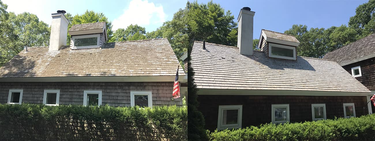 before and after roof cleaning